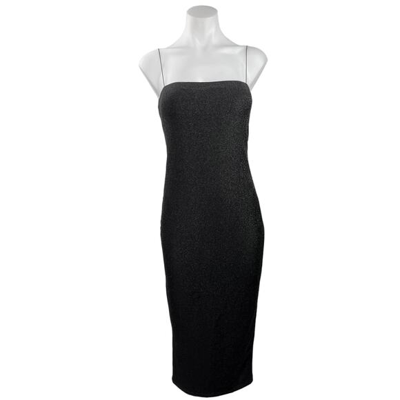 Meshki Black Glitter Metallic Square Neck Camisole Sleeveless Maxi Dress Sz XL - Picture 1 of 5